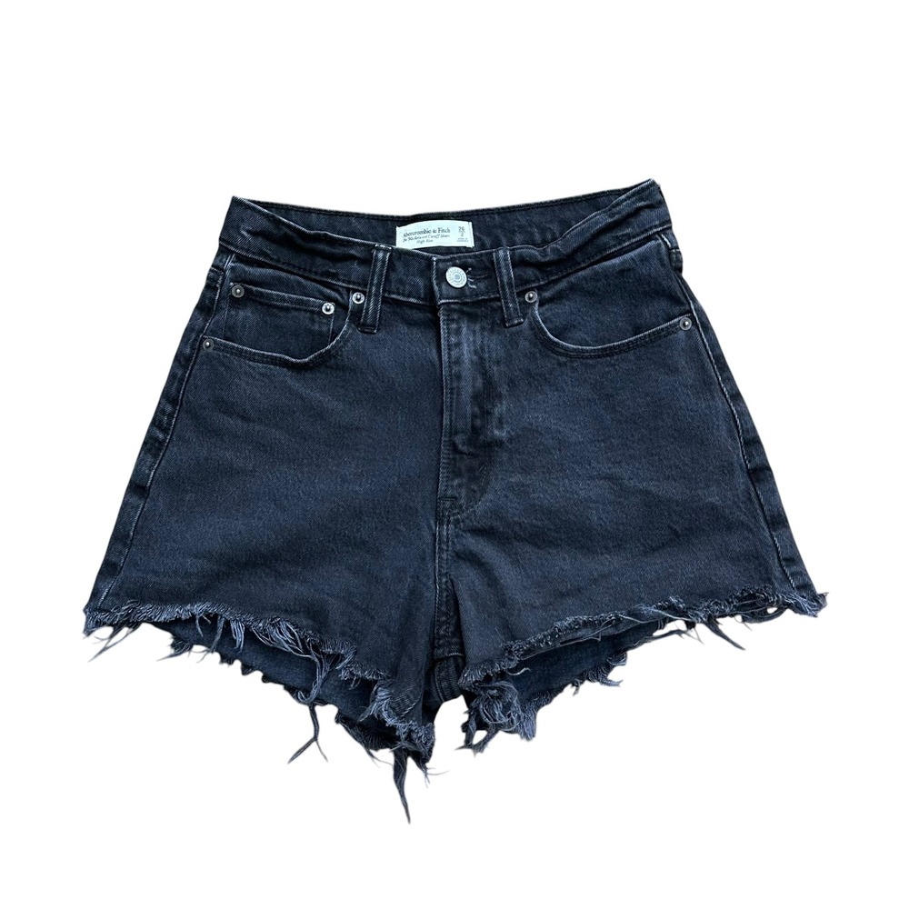 Abercrombie & Fitch Curve Love The 90s Relaxed Cutoff Short Washed Black 26 2
